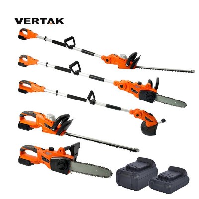 Vertak 18v Battery Cordless Garden Tool With Long Pole Chain Saw Hedge And Grass Trimmer